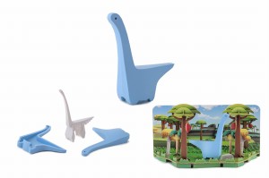 Magnetyczny Składany Dinozaur Diplodok z dioramą. Dinozaur HalfToys